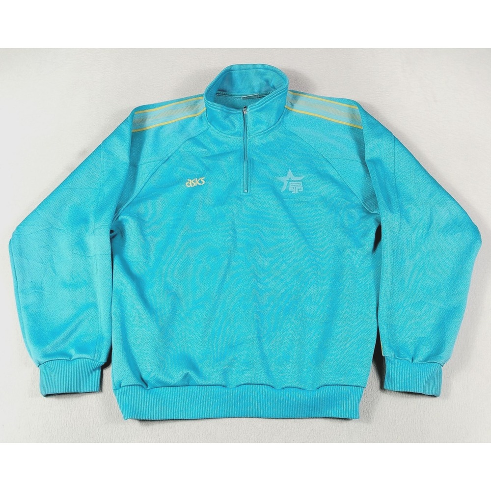 Vintage ASICS Track Jacket Womens Medium Blue 1/4 Zip Japanese Athletic Active